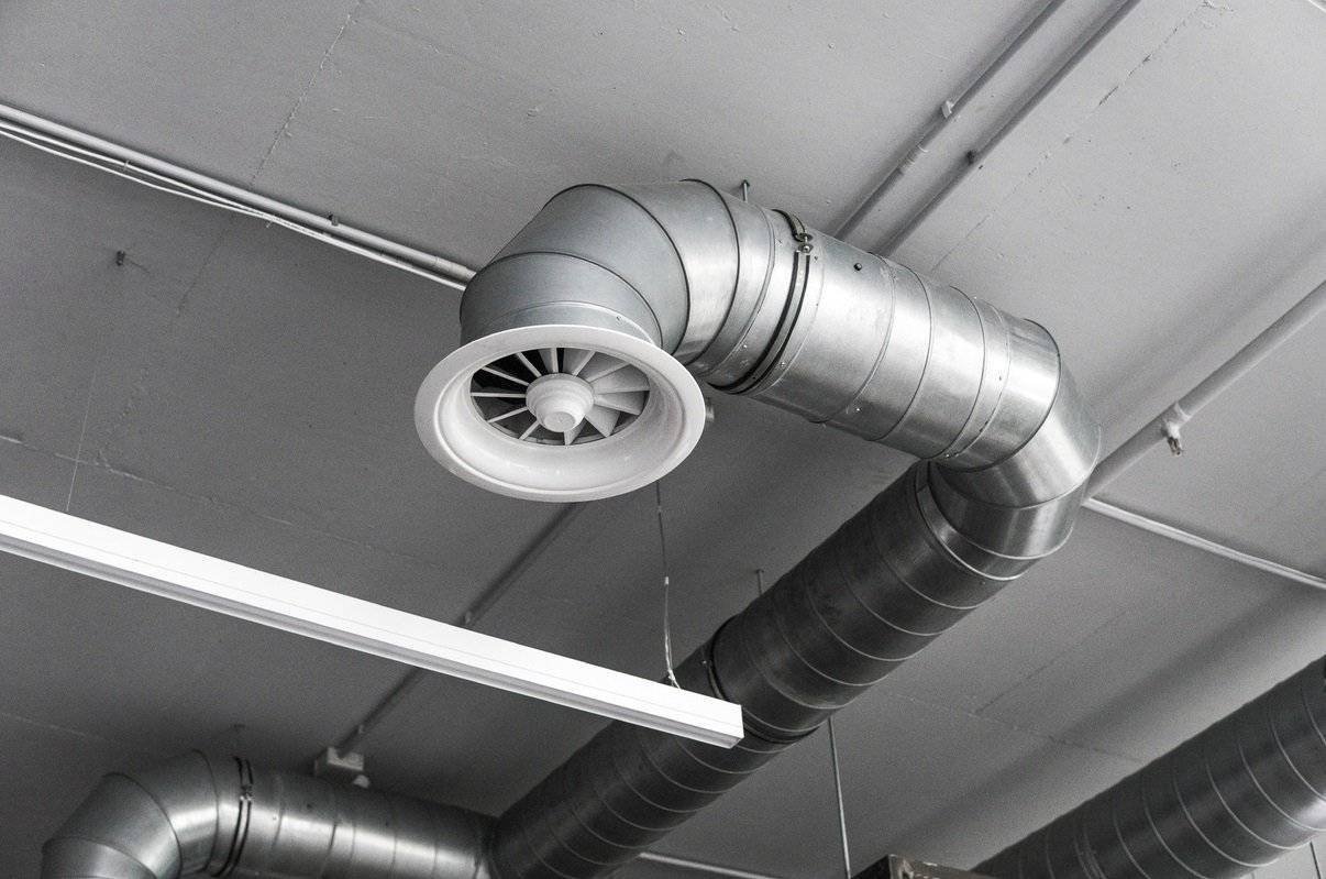 Ventilation,System,On,The,Ceiling,Of,Large,Buildings.,Ventilation,Pipes